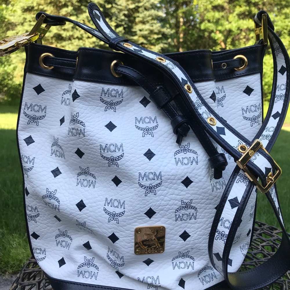 MCM HANDBAG  EUC. Navy Blue and white